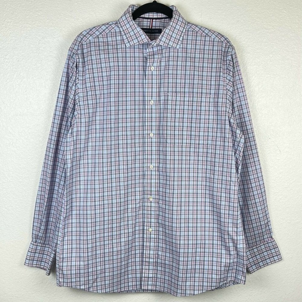 COPY - Tommy Hilfiger Dress Shirt Men's Sz M (15-15.5) Regular Fit Stretch Plai…